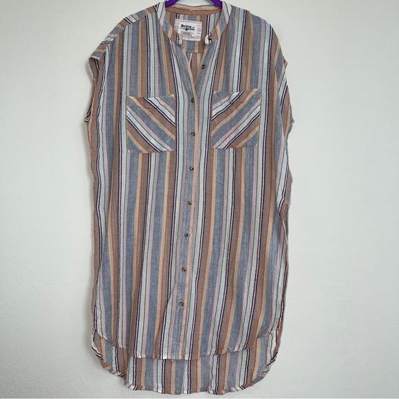 Anthropologie Holding Horses Multi Colored Striped Tunic Top Size Medium - Picture 1 of 5
